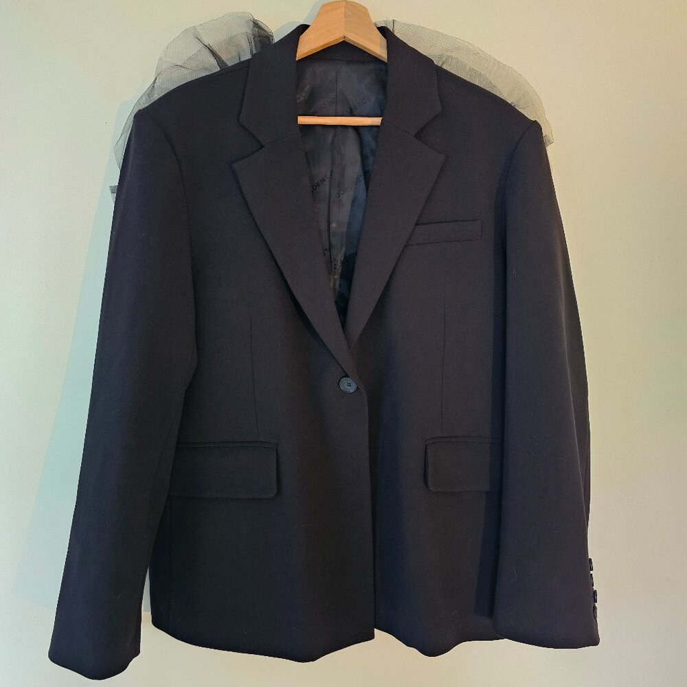 Golden Rod Black Statement Blazer with Back Cut-Outs & Tulle Ruffle – Size M/L